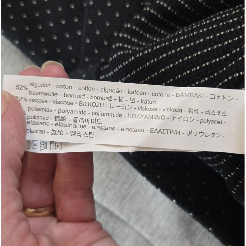 Zara Basics Women's Dress Collared Back Zip Knee Length Black w/ White Dots XS - Picture 10 of 11